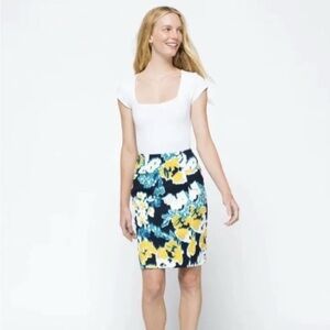 NWT Stitch Fix Lysse Blue and Yellow Floral Pencil Skirt - XL
